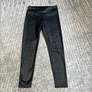 Kids Black Faux Leather Leggings